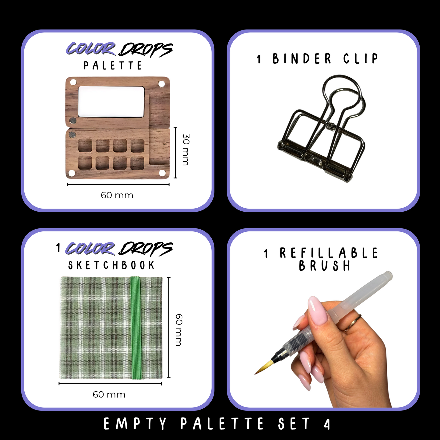 Mini Watercolor Palette Set – 8 Vibrant Colors